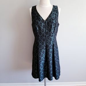 LOFT Elegant leopard print V-neck  green dress